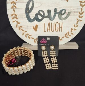 Paparazzi Gold and Pearl Jewelry Set